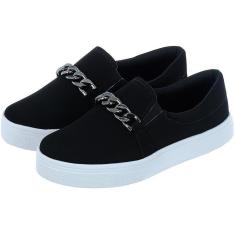 Imagem de Tênis Feminino CM Calçados Calce Facil Confort Plataforma Reto com Corrente-Feminino