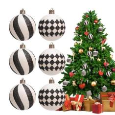 Imagem de Conjunto de enfeites de Natal, pingentes decorativos de Natal | Bola de árvore de Natal reutilizável portátil 6 peças,Ornamentos de bolas decorativas Pingentes decorativos em massa