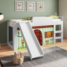 Imagem de Cama Infantil 185,2cm Com Escorregador, Escada E Cortina Diversão Cm09
