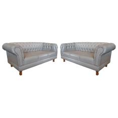 Imagem de 2 Sofás Chesterfield Capitone Duque Corano Bege 1,80cm
