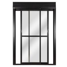 Imagem de Porta Correr 2 Folhas Móveis Central Topsul com Persiana Integrada Controle Remoto 220x120cm Esquadr Preto