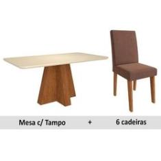 Imagem de Sala de Jantar Cimol Maitê+6 Cadeiras Milena Savana/Choco