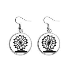 Imagem de Brinco de prata com silhueta de parque de diversões preto com pingente de orelha