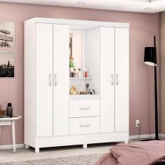Imagem de Guarda Roupa Roupeiro Solteiro 42220 04 Portas 02 Gavetas Lord Branco Rosa Flex Demóbile
