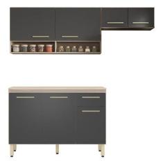 Imagem de Cozinha Compacta Dama Aéreos E Balcão Avena Grafito - Demóbile - Demob