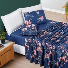 Imagem de Jogo De Cama Avere King 04 Peças Micropercal 200 Fios Elástico Floral
