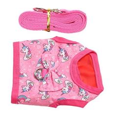 Imagem de Coleira de Colete de Coelho, Coleira de Arnês de Coelho Bonito Padrão de Desenho Animado Unicórnio Respirável para Cobaia para Chinchila (M)