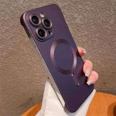 Imagem de Para iPhone 15 14 13 12 Pro Plus Max sem moldura metálica fosca caixa magnética de carregamento sem fio capa macia fina fosca, PP, para iPhone 12 ProMax