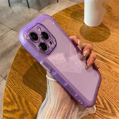 Imagem de Capa de telefone transparente de silicone para iPhone 14 13 12 11 Pro Max X XR XS 7 8 Plus SE Proteção de lente Capa transparente, roxa, para iPhone 13Pro Max