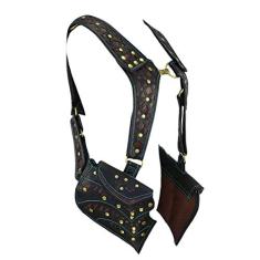 Imagem de Bolsa de cintura bolsa de cinto pochete transversal para motocicleta, caminhada, suporte de telefone, carteira vintage de couro casual, moda, mochila para dia e festival gótico, bolsa de quadril para