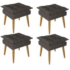 Imagem de Kit 04 Puff Puf Banqueta Opala Para Quarto Sala Recepção Suede Marrom 