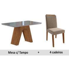 Imagem de Sala de Jantar Cimol Clara+4 Cadeiras Clarice Savana/Joli