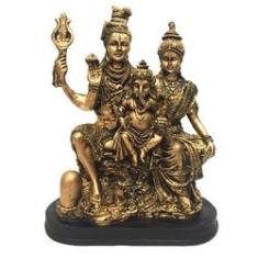 Imagem de Estátua Família Shiva, Parvati, Ganesha  Resina 26,5cm