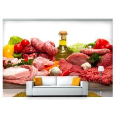 Imagem de Papel De Parede Carnes Temperos Legumes 3D Al179