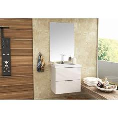 Imagem de Gabinete para Banheiro Contendo Balcão Lavatório e Espelho Pietra 60cm Móveis Bosi