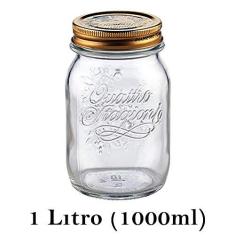 Imagem de Pote Quattro Stagioni 1 Litro (1000ml) de vidro com fechamento hermético Bormioli Rocco para conservação de alimentos