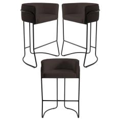 Imagem de Kit 3 Banquetas Decorativas Betina Corano Marrom Escuro