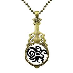 Imagem de DIYthinker Colar com signo do zodíaco de Capricórnio de constelação, joia antiga com pingente de música