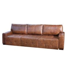 Imagem de Sofá Decorativo 350 Cm 4 Lugares Retrátil Azzano Couro Mel G58 - Gran
