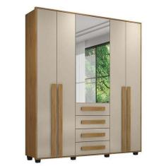 Imagem de Guarda Roupa 190cm 5 Portas Com Espelho Las Vegas RV Móveis Cinamomo/O