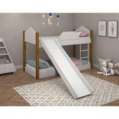 Imagem de Bicama Infantil Com Escorregador Luiza Branco E Mel Branco