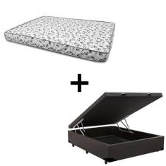 Imagem de Cama Box Baú Casal 138 - Tecido Sintético Marrom Com Colchão Nápoles B