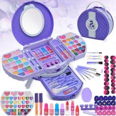 Imagem de Conjunto de maquiagem Amerrly Kids, lavável, seguro com capa de penteadeira