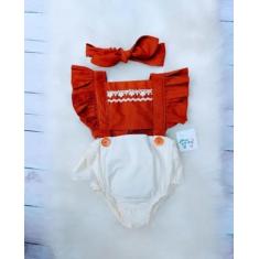 Imagem de Jardineira Romper Fantasia Body Bebe Menina Moana C Tiara Bunda Rica -