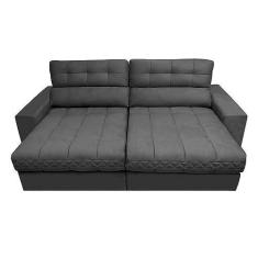 Imagem de Sofá Retrátil e Reclinável 2,52m Molas Ensacadas Cama Inbox Brasil Velusoft Cinza