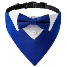 Imagem de Bnibol Coleira de smoking para cães para casamento, noivado e aniversário, fantasia formal de coleira bandana com gravata borboleta azul e fivela ajustável, adequada para cães pequenos, médios e
