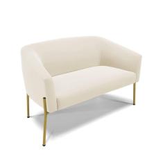 Imagem de Sofá Namoradeira 2 Lugares Pé De Ferro Dourado Stella Veludo D03 - D`rossi Cor Bege