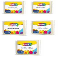 Imagem de Massinha Argila Acrilex 100Gr Cor Natural Com 5 Unidades