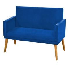 Imagem de Namoradeira Nina Decorativa 2 Lugares Suede Azul Royal - Maitê Moda Ca