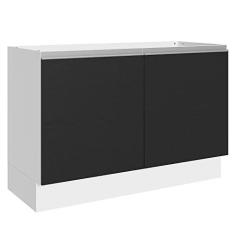 Imagem de Balcão Gabinete de Pia 100% Mdf 120 cm 2 Portas Branco/preto Acordes Madesa