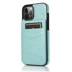 Imagem de Capa de telefone de couro para iPhone 15 14 13 12 Mini 11 Pro Max XS XR X 6 6s 7 8 Plus SE 2020 2022 Slot para cartão Suporte de suporte capa de choque, verde, para iPhone 13 Pro