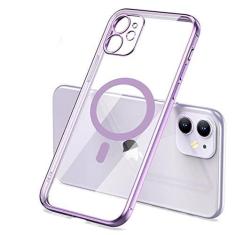 Imagem de Capa de carregamento sem fio magnético folheado de luxo para iPhone 13 12 11 Pro Max Mini XR Xs X 7 8 Plus Capa de Silicone Macia, Roxo, Para iPhone 12 Pro