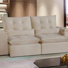 Imagem de Sofá São Paulo Retrátil e Reclinável - Assento com Molas – 250 Cm Veludo Bege Marfim