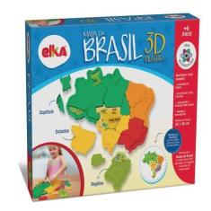 Imagem de Quebra Cabeça 3D Mapa Do Brasil Com Capitais Elka 38X38cm Educativo Di