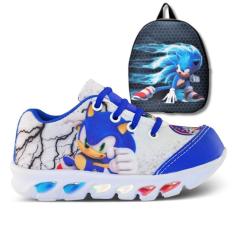 Imagem de tenis de led infantil masculino sonic com luzinha meninos mais mochila-Masculino
