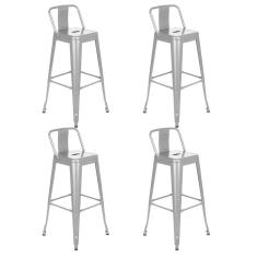 Imagem de Kit 4 banquetas altas Iron Tolix com encosto 76 cm Prata bancada cozinha bar