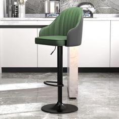 Imagem de Banqueta alta de couro PU com encosto conjunto de 2 cadeiras giratórias ajustáveis ilha, bancos de bar com altura de balcão, pernas de metal preto, cadeira de ilha de cozinha, adequada para bares
