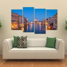 Imagem de Quadro Veneza Paisagem Sala Escritorio Em Tecido 4 Peças