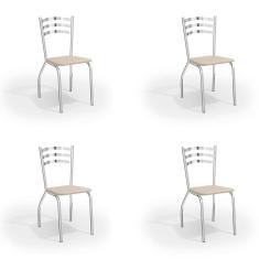 Imagem de Conjunto Com 4 Cadeiras De Cozinha Portugal Cromado E Nude