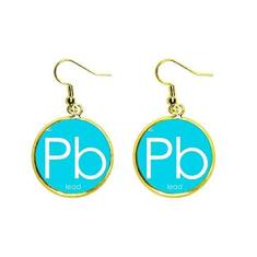 Imagem de Brincos femininos com pingente de orelha de chumbo Pb com elementos de química