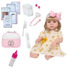 Imagem de Boneca Reborn Bebê Realista Vestido Coroa Enxoval Baby