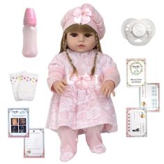 Imagem de Boneca Reborn de Silicone Realista Loira Conjunto Acessórios