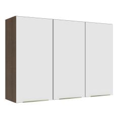 Imagem de Armário Aéreo 120 cm 3 Portas Rustic/Branco Veludo Lux Madesa