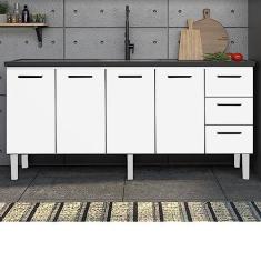 Imagem de Balcão para Pia de Cozinha 200cm 4 Portas 3 Gavetas Vênus Cozimax Branco
