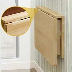 Imagem de Mesa plegable de madera maciza, mesa de comedor plegable montada en la pared, mesa colgante para computadora, mesa de pared, mesa de estudio, mesa auxiliar de doble soporte (tamaño