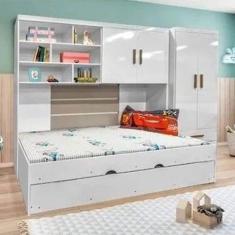 Imagem de Jogo De Quarto Modulado Com Roupeiro, Módulo Aéreo E Cama Com Cama Aux